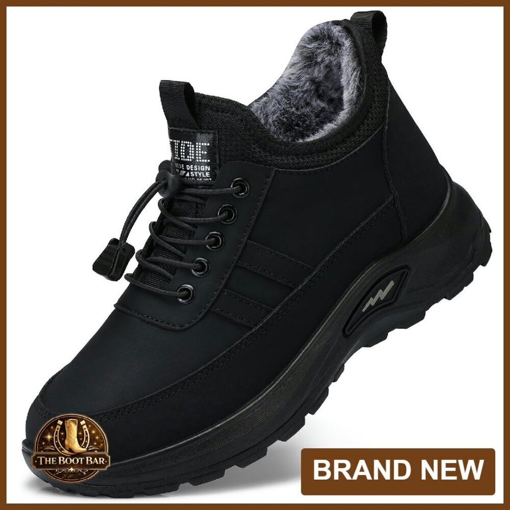 Warm Faux Fur Lined Ankle Boots Waterproof Slip On Winter Shoes